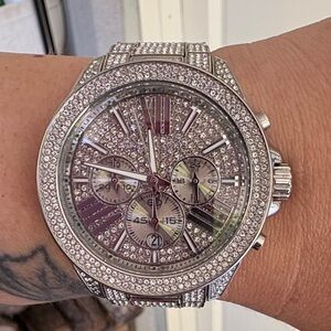 Micheal Kors Sparkling Silver Watch with Crystal Accents